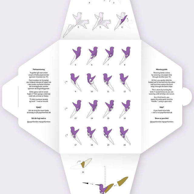 Flettet julefugl kolibri lilla - Papirfamilien